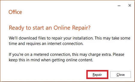 Office Online Repair, Repair