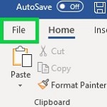 Microsoft Word, File in menu bar