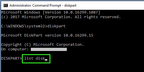 Command Prompt, List Disk