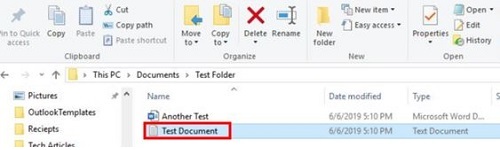 File Explorer, Test Document File
