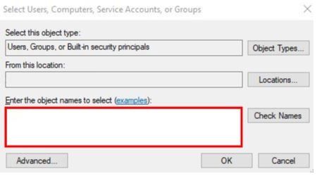 Add account box, Enter objects name 