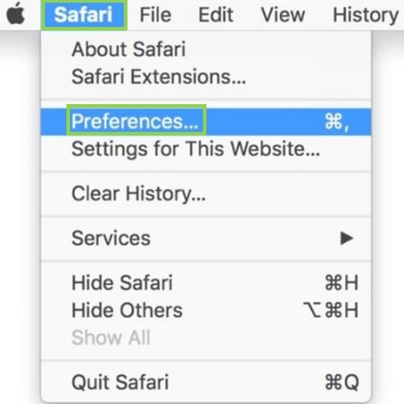 Safari homepage, Apple Menu Bar, Safari, Safari Preferences