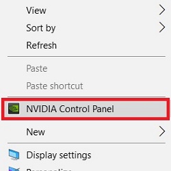 Windows 10 Desktop Context Menu, NVIDIA Control Panel