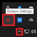 Windows Desktop, Show Hidden Icons, Radeon Settings Icon