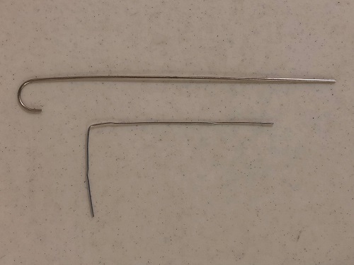 j-hook and straightened paperclip