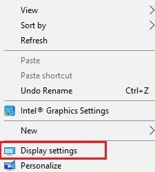 Windows 10 Desktop, Context Menu, Display Settings