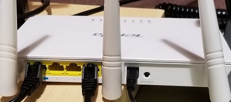 Ethernet cable plugged into WAN port