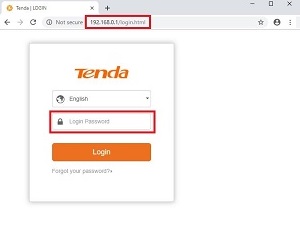 web browser with login IP address typed in URL