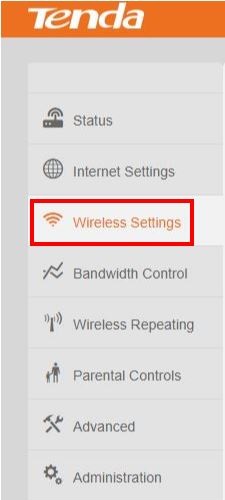 wireless settings page in router setup