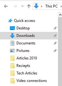 file explorer showing downloads