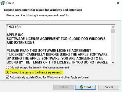 License Agreement windows highlighting agree