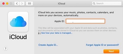 iCloud setup asking for username