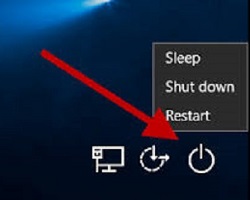 Windows 10 Login Screen, Power button, Power Options