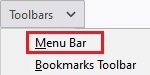 Customize Firefox, Toolbars, Menu Bar