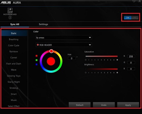 AURA RGB Application, RGB Customization