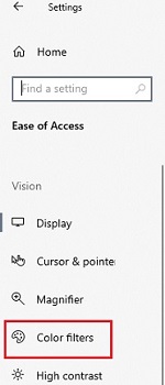 Ease of Access Settings, Color Filters
