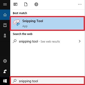Windows Search Bar Snipping Tool