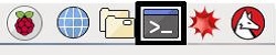 Raspbian Desktop, Taskbar, Terminal