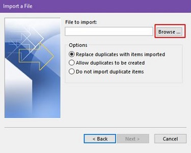 Import a file Browse