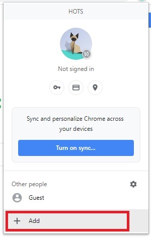 Google Chrome Profile info, add