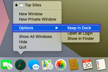 Dock, app icon, Keep in Dock