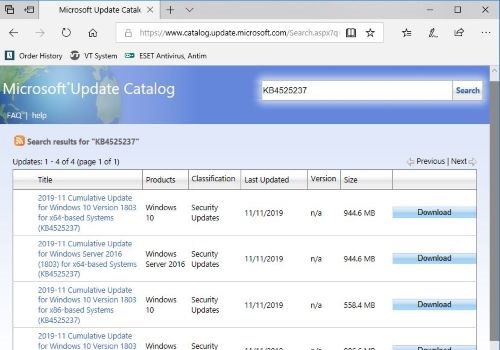 windows update catalog