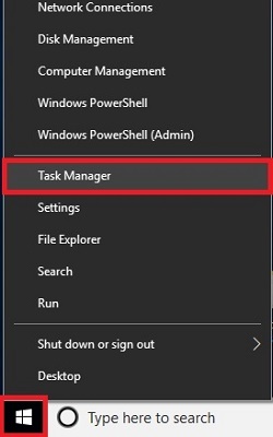 Windows Start Button, quick access menu, Task Manager