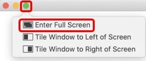 Mac OS App, Full Screen Menu