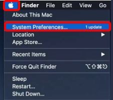 macOS desktop, Apple menu, System Preferences