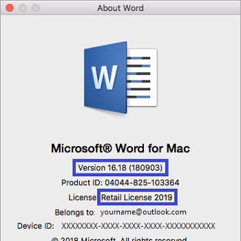 Microsoft Office Word, Product Information