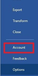 Microsoft Office Word, Account Details