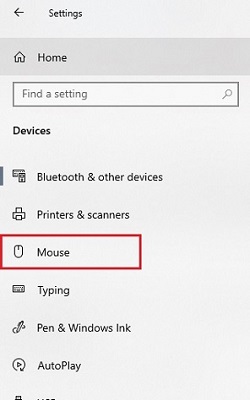 Windows Settings, Devices, Mouse