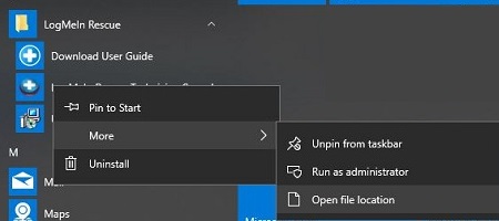 Windows Start Menu Program More Show File Location