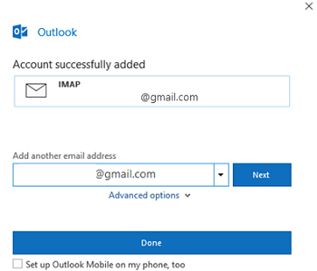 Outlook Email Setup Wizard, Done