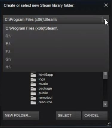 New Folder for Steam files