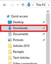 File Explorer, Quick Access, Downloads