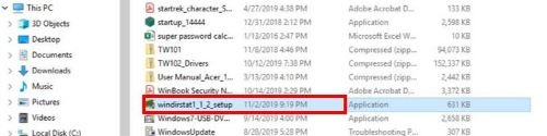 File Explorer, Download list, WinDirStat setup file