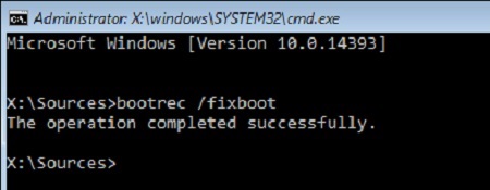 Bootrec fixboot command