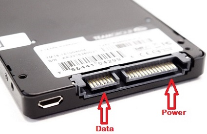 Hard Drive power and data port