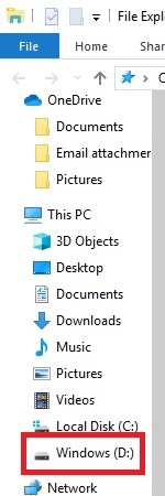 File Explorer Left column