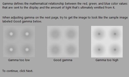 Display Color Calibration Window, Gamma Values