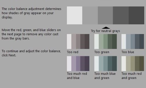 Display Color Calibration Window, Color Balance