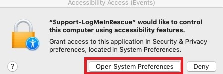 Support-LogMeInRescue, Open System Preferences