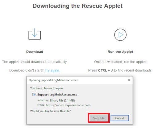 Mozilla Firefox, Support-LogMeInRescue save prompt