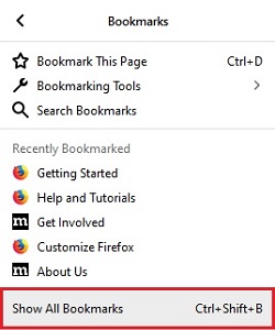 Firefox Bookmarks, Show All Bookmarks