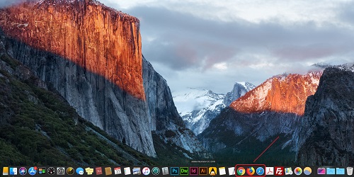 Mac OS Desktop, browser on taskbar