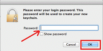 Box to enter login password