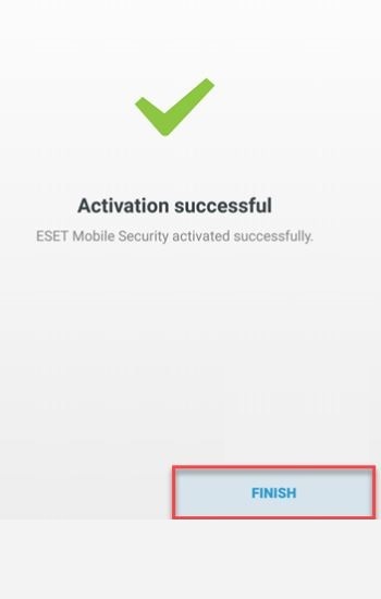 ESET Activation successful screen