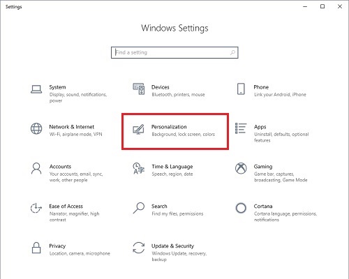 Windows 10 Settings, Personalization