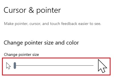 Cursor & pointer settings, Change pointer size